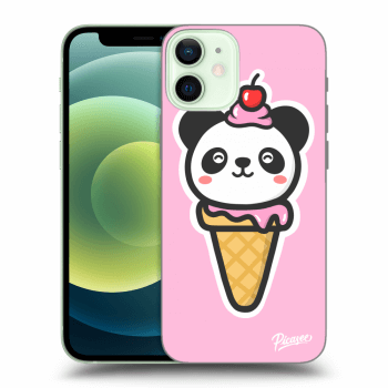 Picasee silikonowe przeźroczyste etui na Apple iPhone 12 mini - Ice Cream Panda