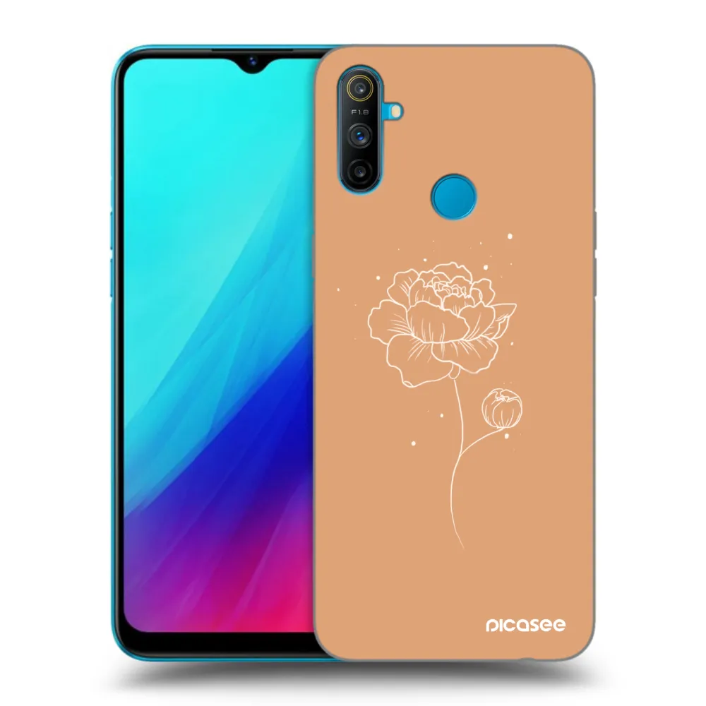 Picasee silikonowe czarne etui na Realme C3 - Peonies