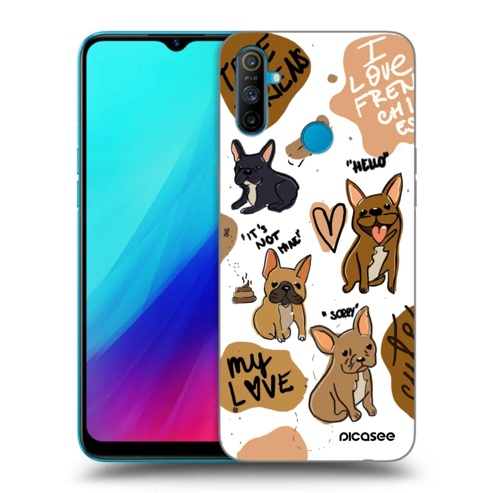 Picasee silikonowe czarne etui na Realme C3 - Frenchies