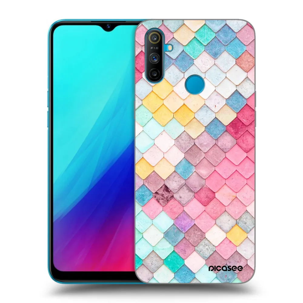 Picasee silikonowe czarne etui na Realme C3 - Colorful roof