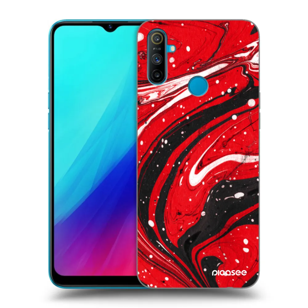 Picasee silikonowe czarne etui na Realme C3 - Red black
