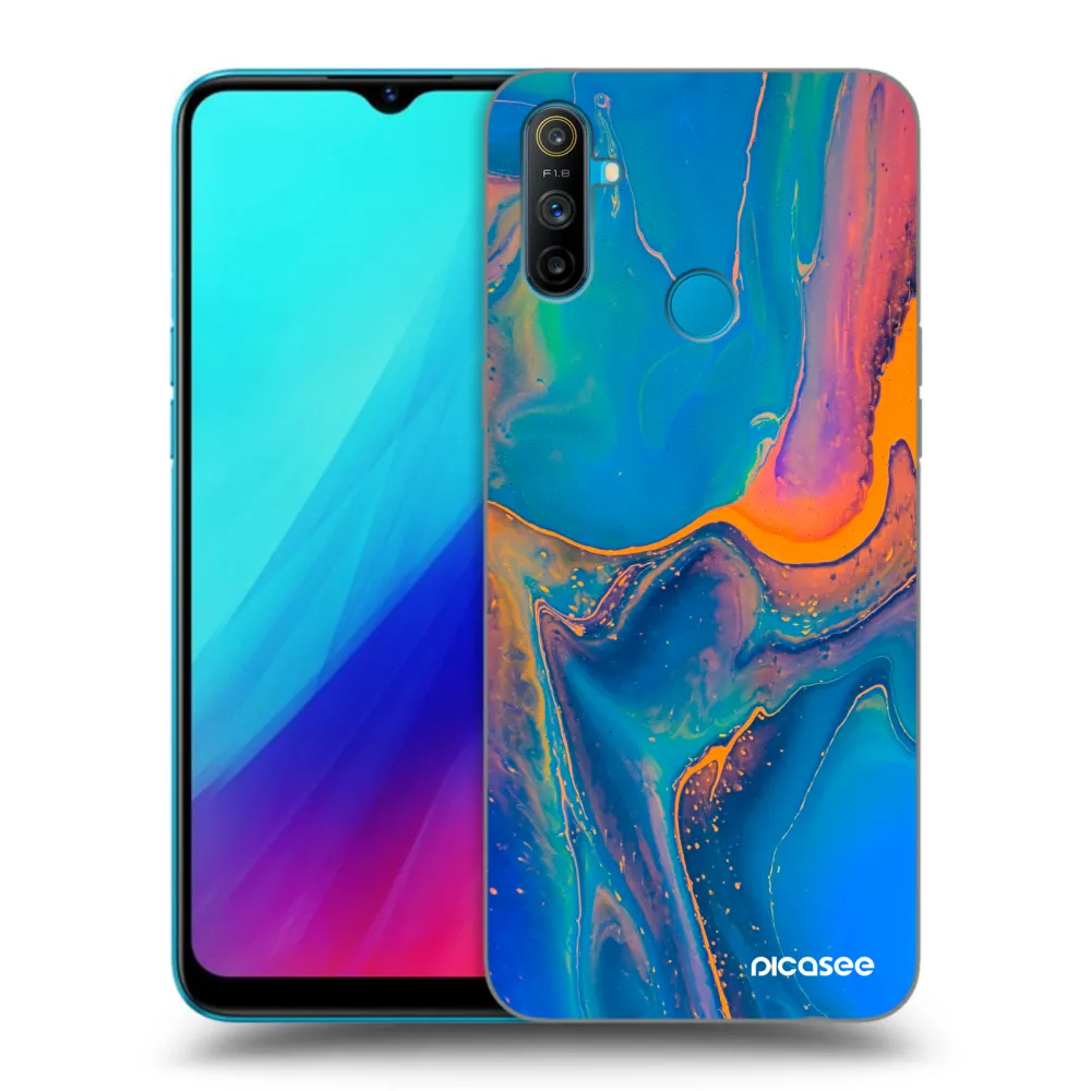 Picasee silikonowe czarne etui na Realme C3 - Rainbow
