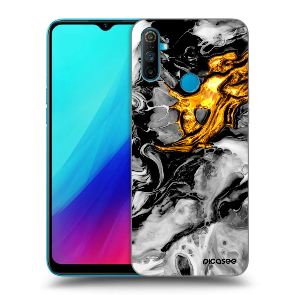 Picasee silikonowe czarne etui na Realme C3 - Black Gold 2