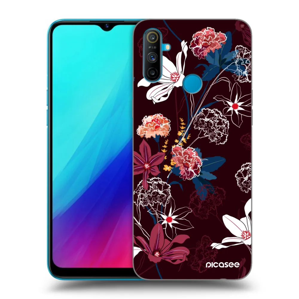 Picasee silikonowe czarne etui na Realme C3 - Dark Meadow