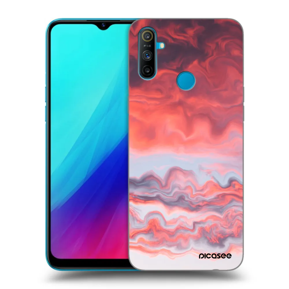 Picasee silikonowe czarne etui na Realme C3 - Sunset