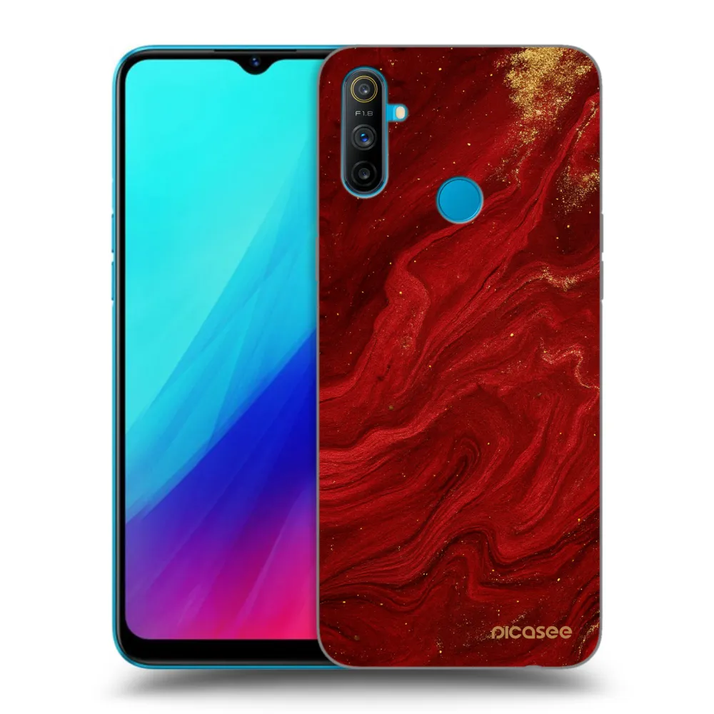 Picasee silikonowe czarne etui na Realme C3 - Red