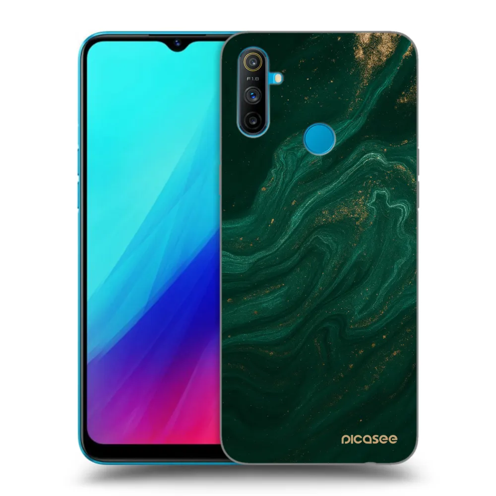 Picasee silikonowe czarne etui na Realme C3 - Green