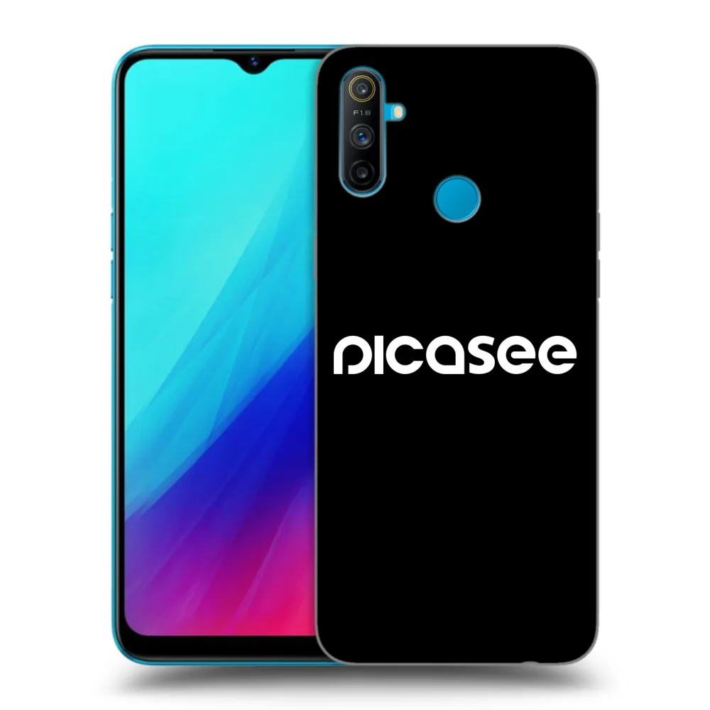 Picasee silikonowe czarne etui na Realme C3 - Picasee - new logo - white