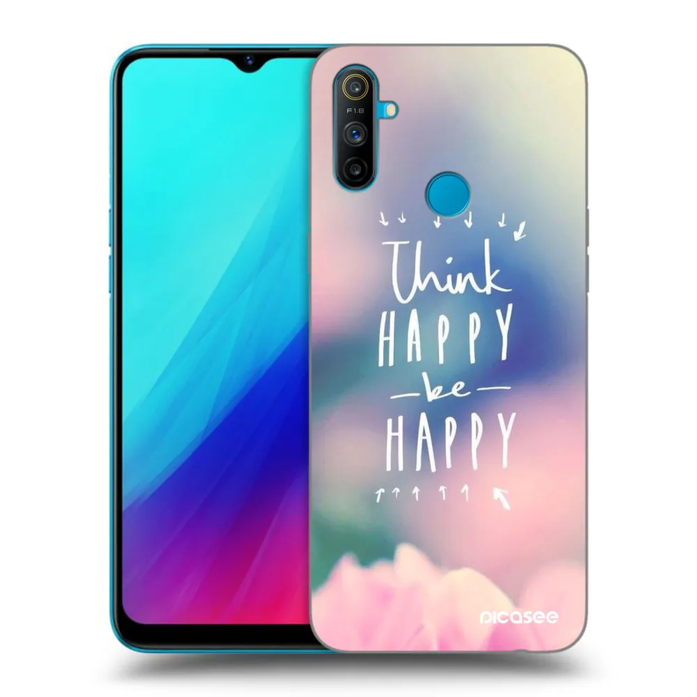 Picasee silikonowe czarne etui na Realme C3 - Think happy be happy