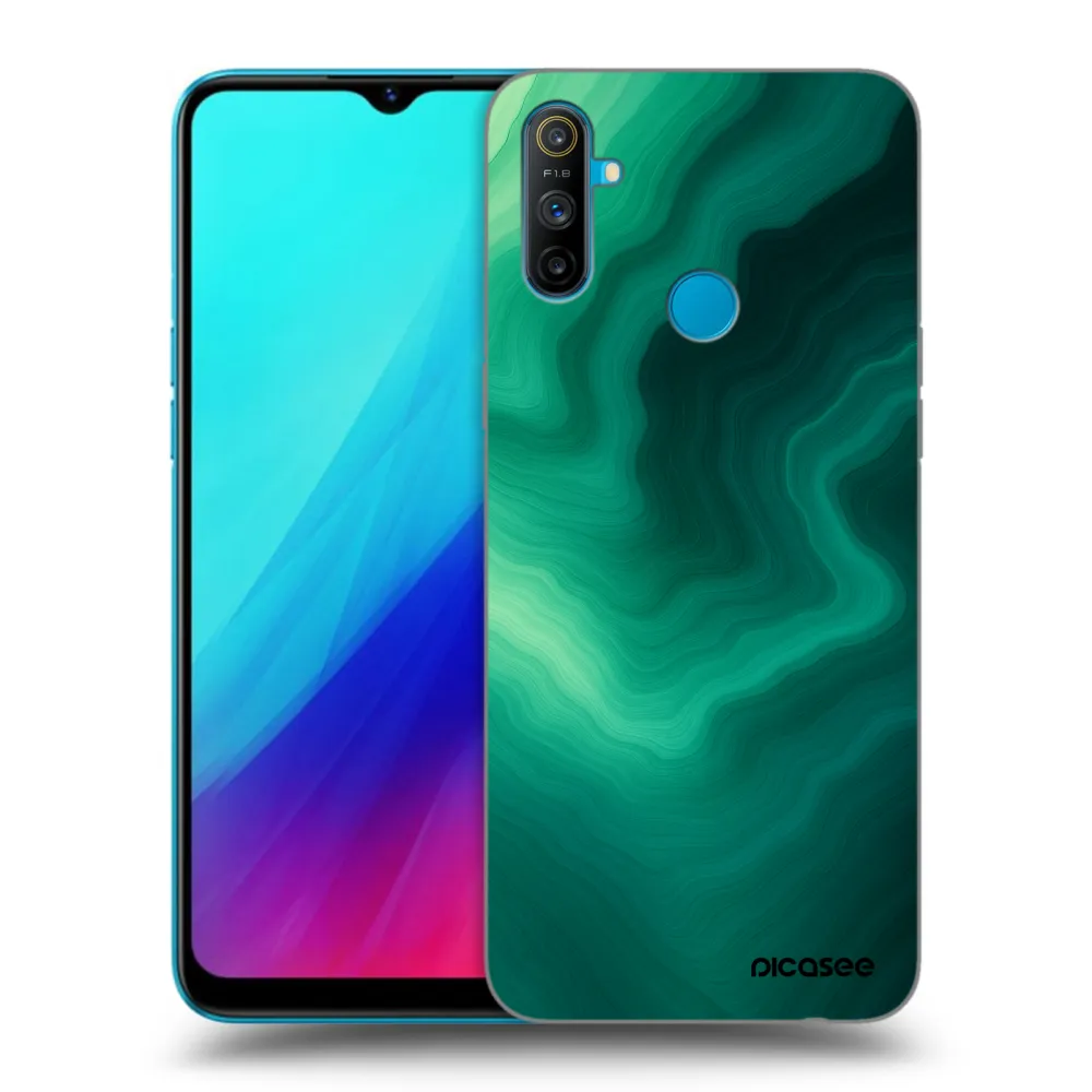 Picasee silikonowe czarne etui na Realme C3 - Malachite