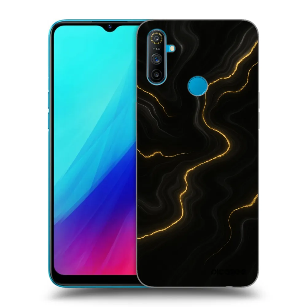 Picasee silikonowe czarne etui na Realme C3 - Thunder