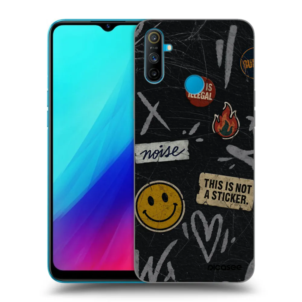 Picasee silikonowe czarne etui na Realme C3 - STICKERS x TAGS