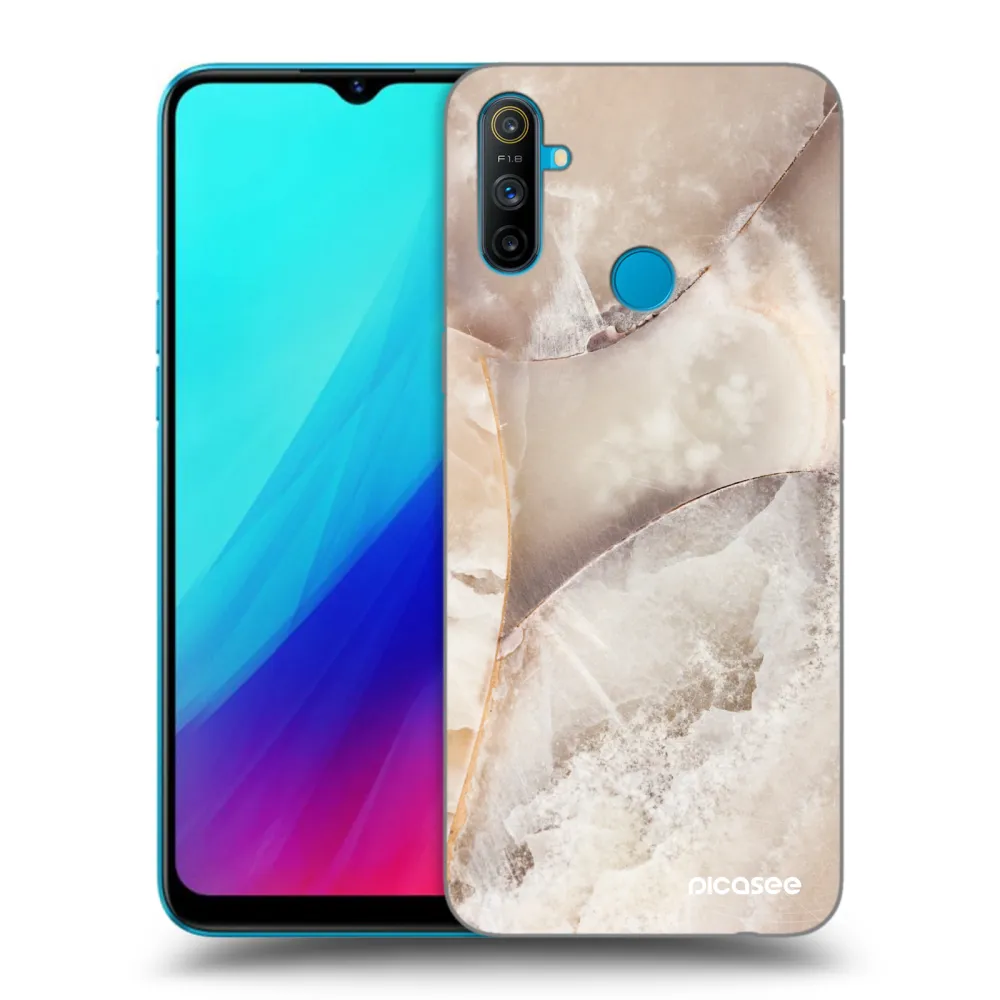 Picasee silikonowe czarne etui na Realme C3 - Cream marble
