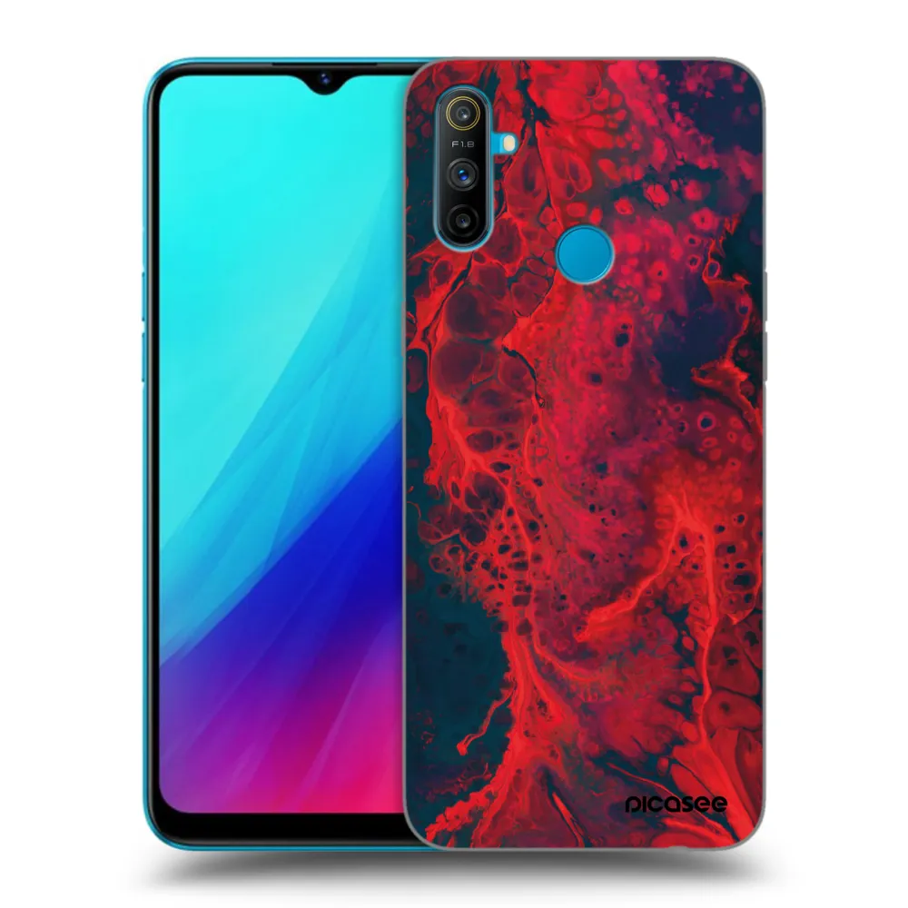 Picasee silikonowe czarne etui na Realme C3 - Organic red