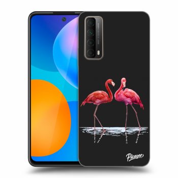 Picasee silikonowe czarne etui na Huawei P Smart 2021 - Flamingos couple