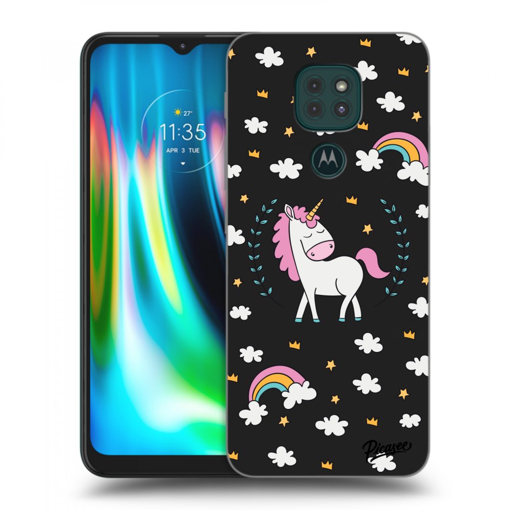 Picasee silikonowe czarne etui na Motorola Moto G9 Play - Unicorn star heaven