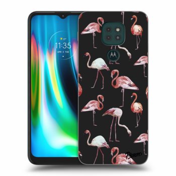 Picasee silikonowe czarne etui na Motorola Moto G9 Play - Flamingos