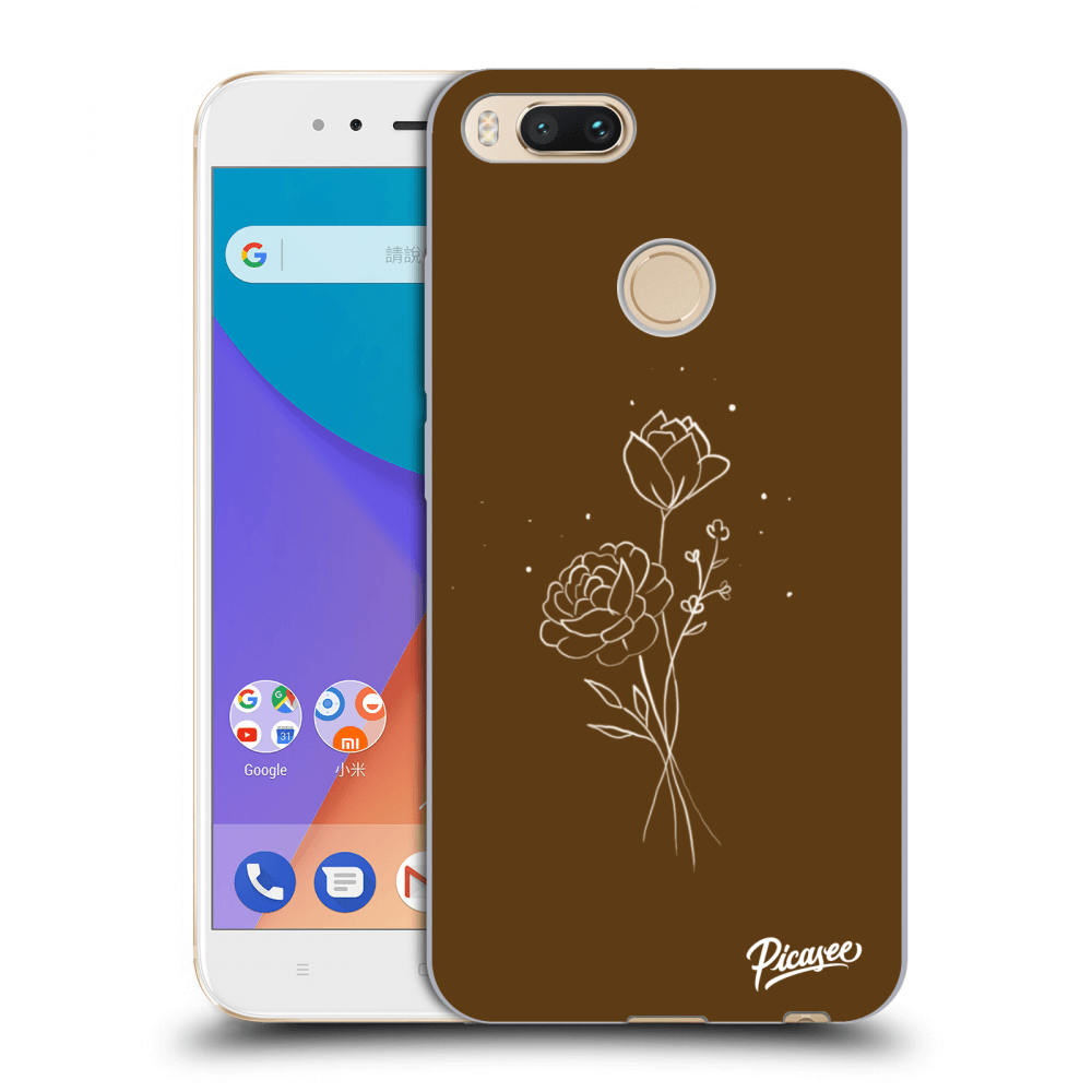 Picasee silikonowe przeźroczyste etui na Xiaomi Mi A1 Global - Brown flowers