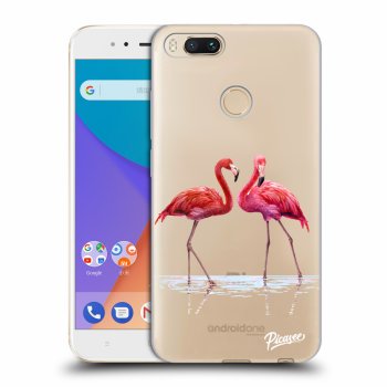 Picasee silikonowe przeźroczyste etui na Xiaomi Mi A1 Global - Flamingos couple