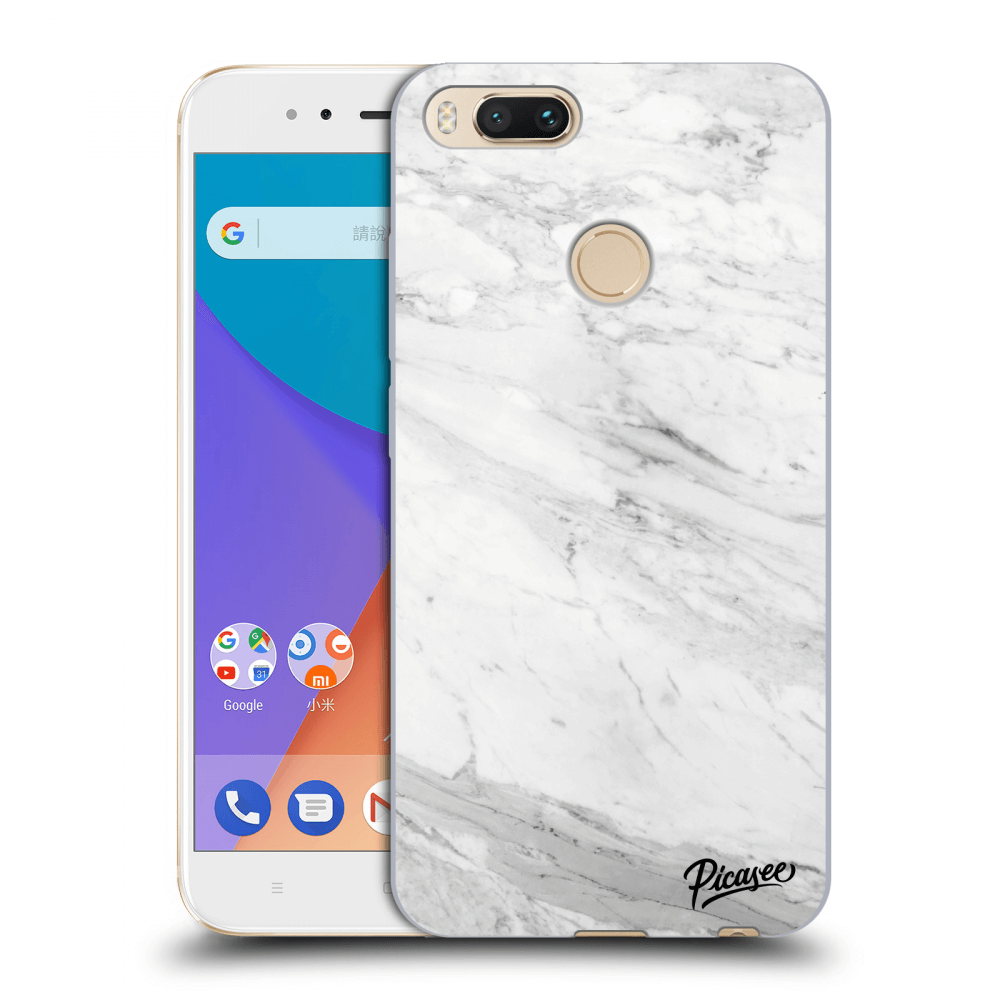Picasee silikonowe przeźroczyste etui na Xiaomi Mi A1 Global - White marble