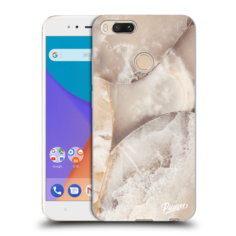Picasee silikonowe przeźroczyste etui na Xiaomi Mi A1 Global - Cream marble