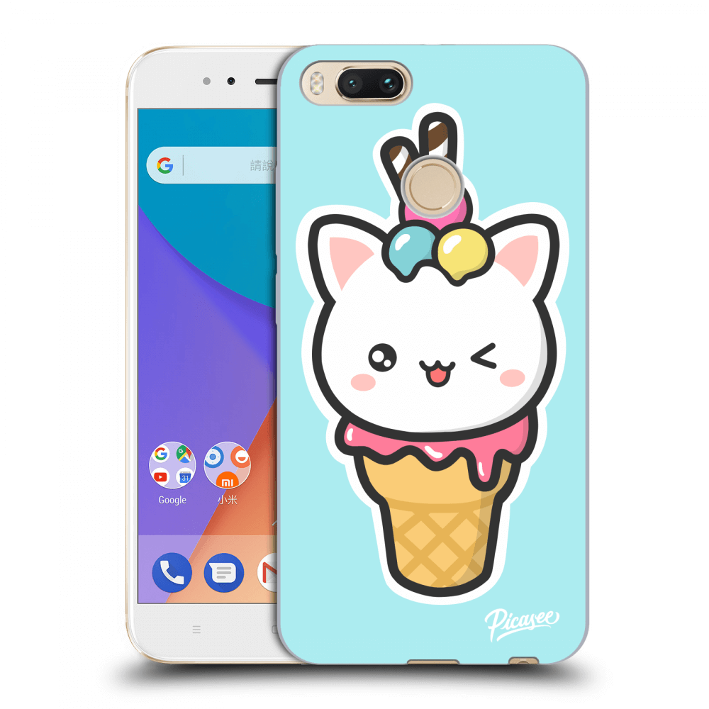 Picasee silikonowe przeźroczyste etui na Xiaomi Mi A1 Global - Ice Cream Cat