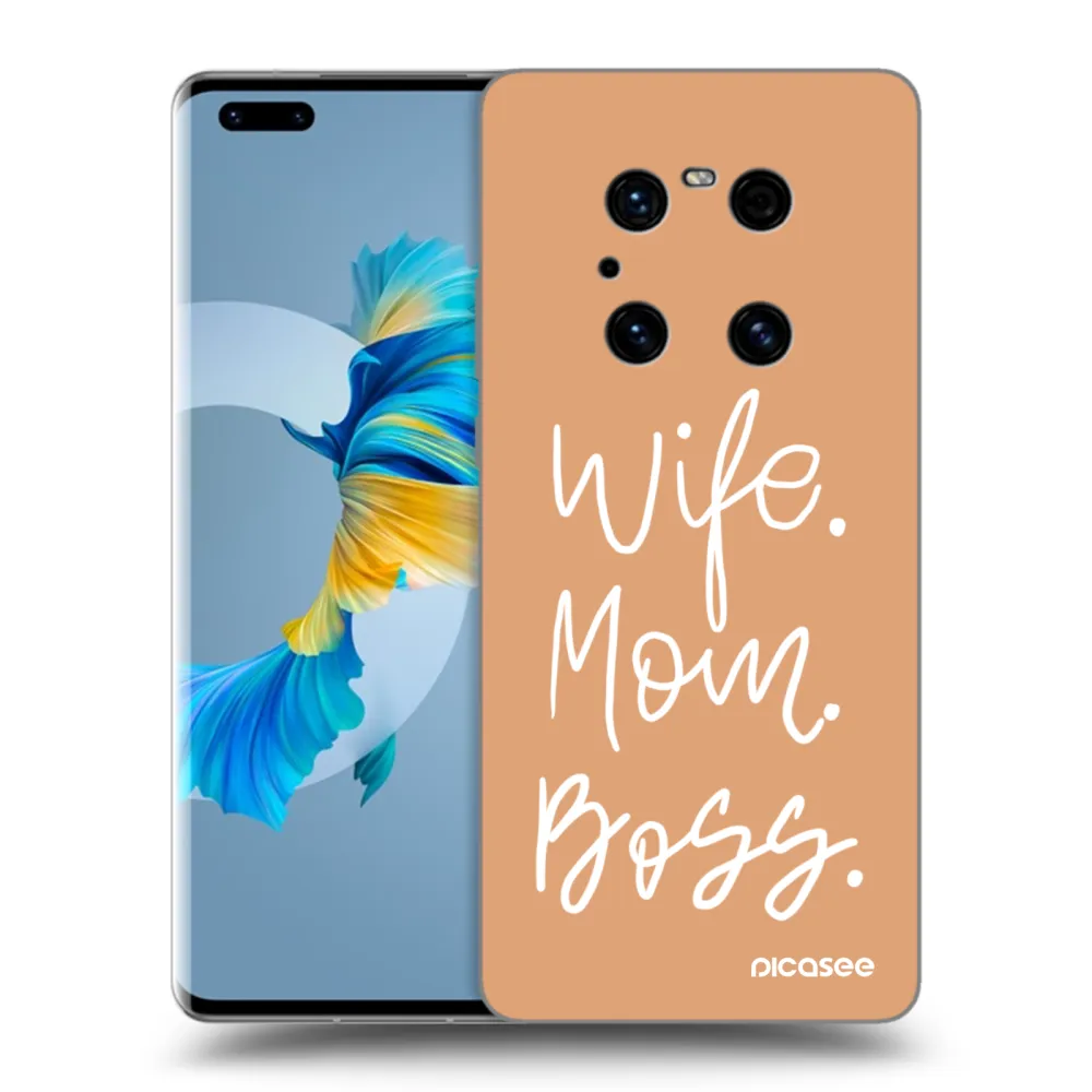 Picasee silikonowe czarne etui na Huawei Mate 40 Pro - Boss Mama