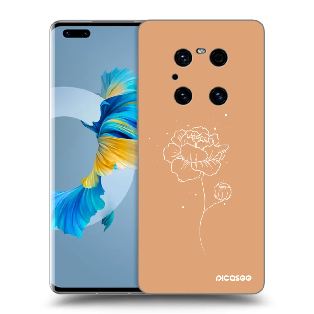 Picasee silikonowe czarne etui na Huawei Mate 40 Pro - Peonies