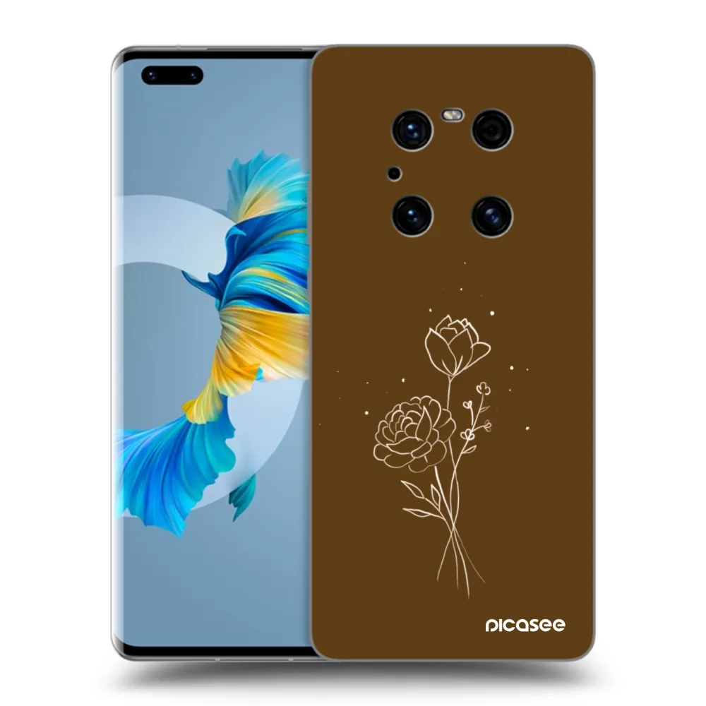 Picasee silikonowe czarne etui na Huawei Mate 40 Pro - Brown flowers