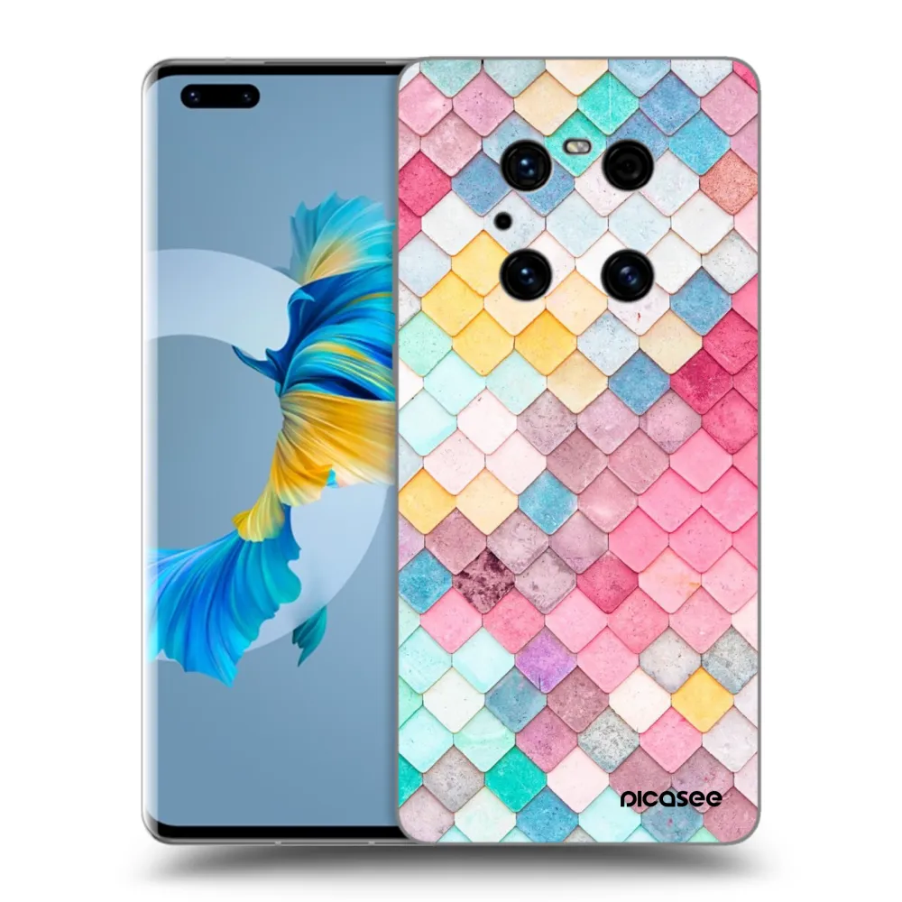 Picasee silikonowe czarne etui na Huawei Mate 40 Pro - Colorful roof