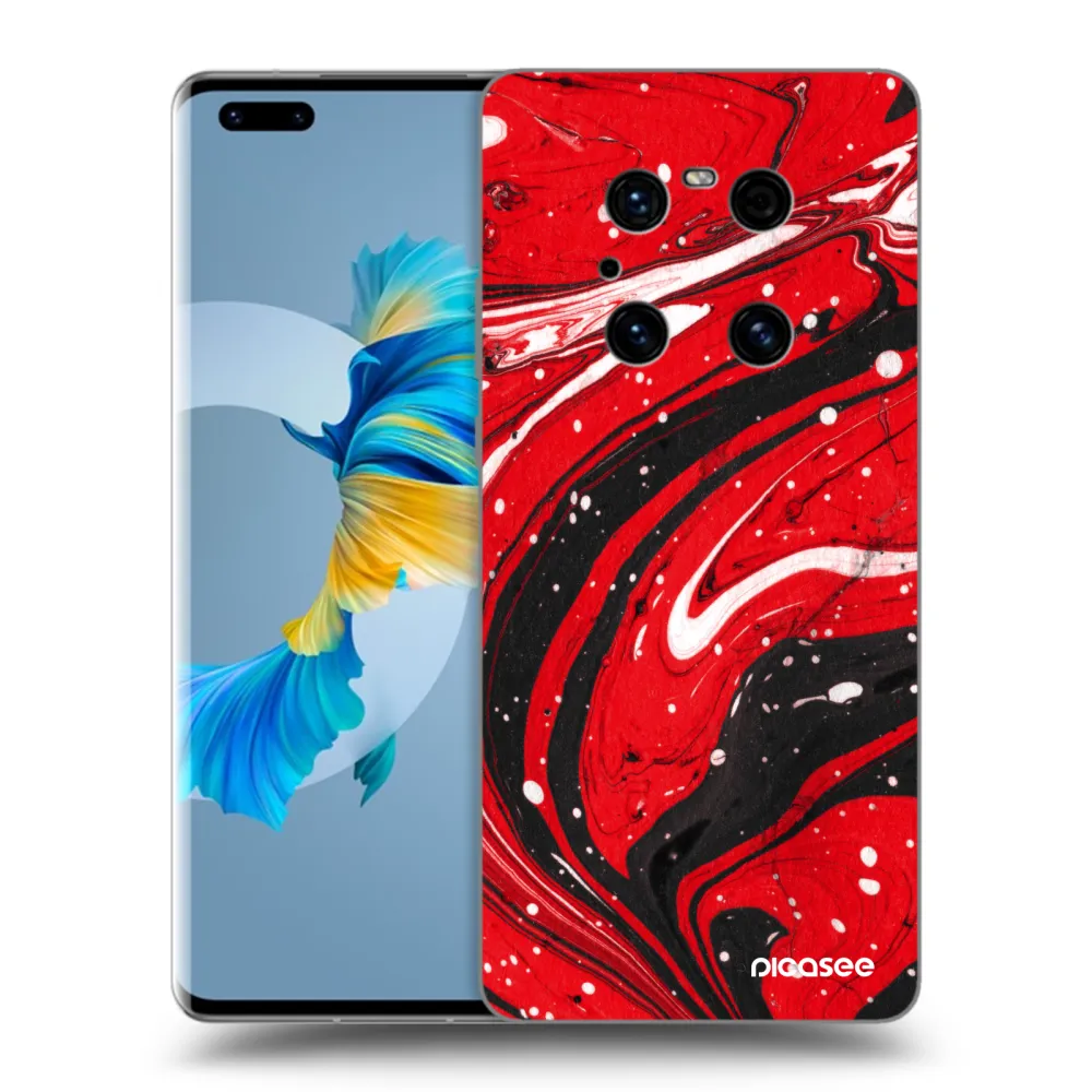 Picasee silikonowe czarne etui na Huawei Mate 40 Pro - Red black