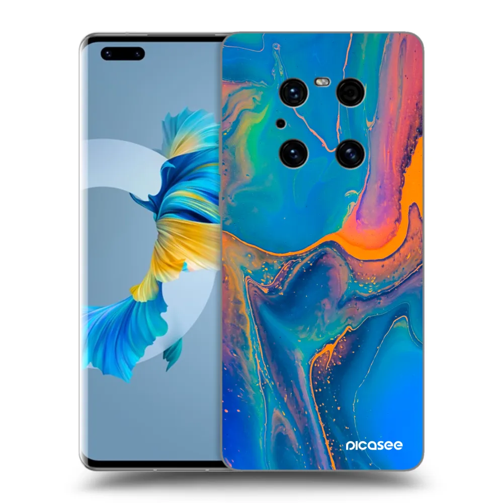 Picasee silikonowe czarne etui na Huawei Mate 40 Pro - Rainbow