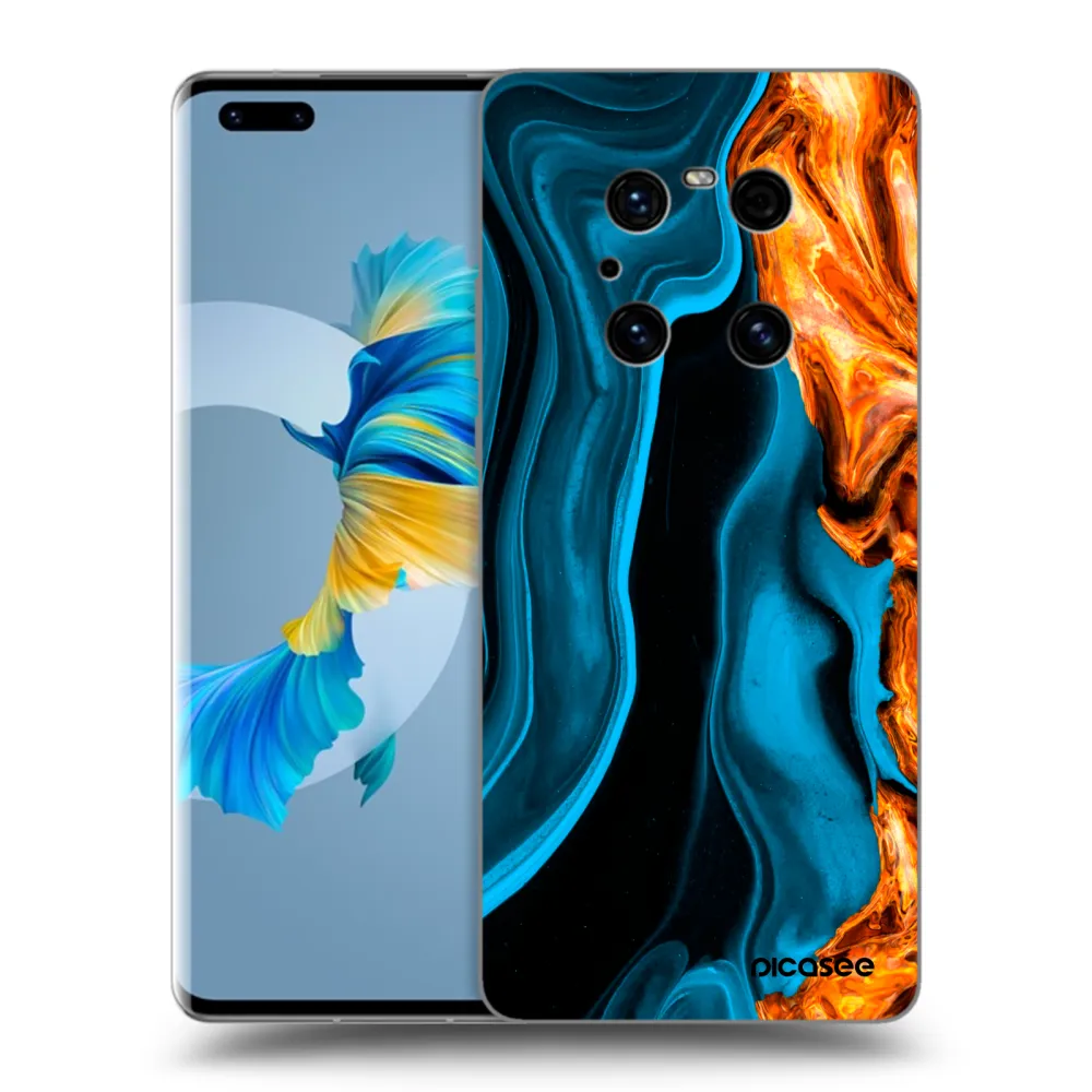 Picasee silikonowe czarne etui na Huawei Mate 40 Pro - Gold blue