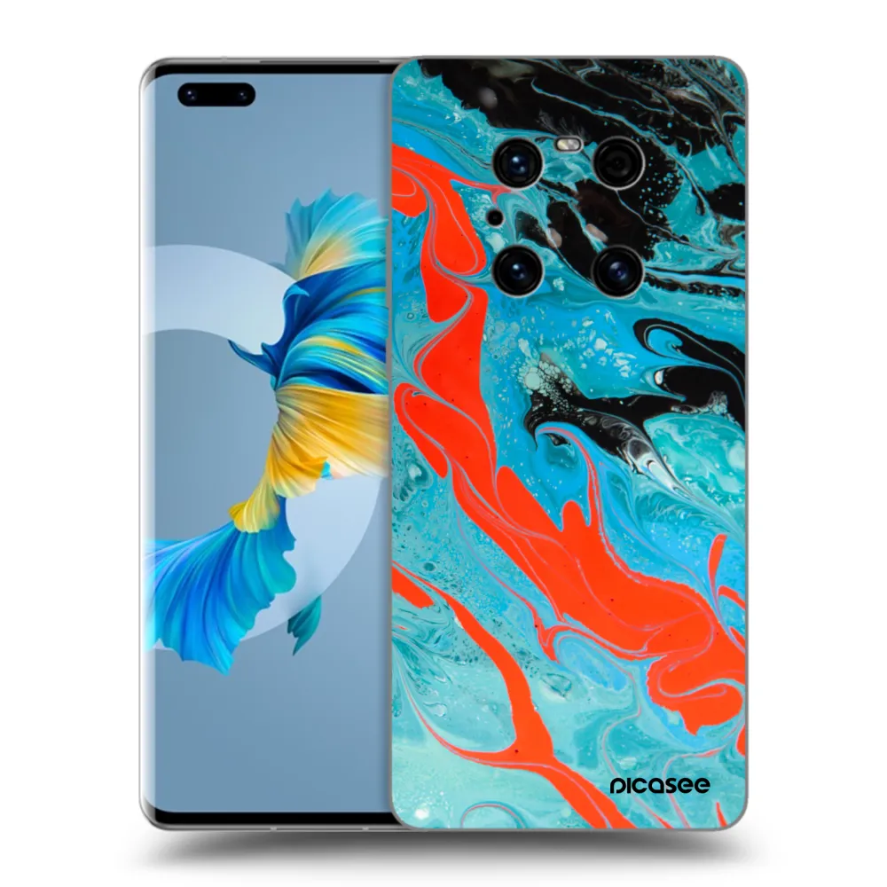 Picasee silikonowe czarne etui na Huawei Mate 40 Pro - Blue Magma