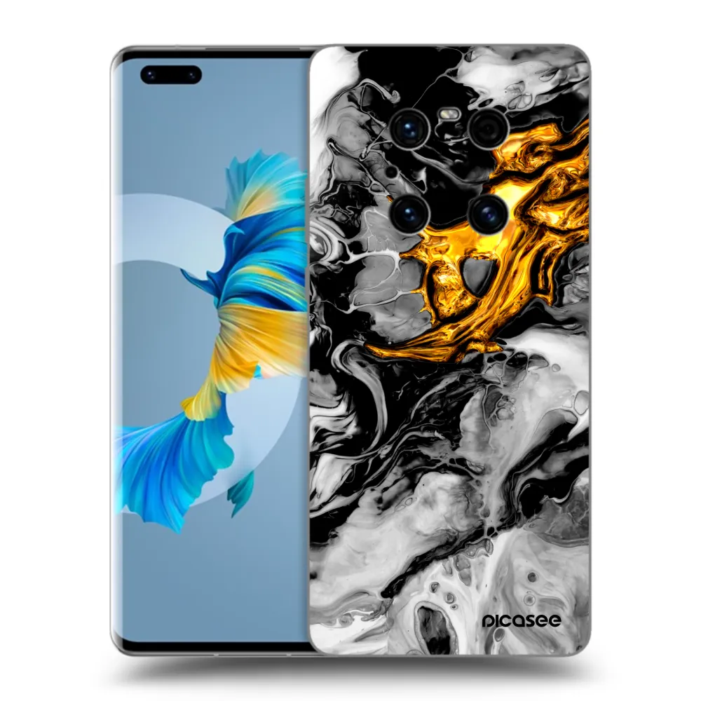 Picasee silikonowe czarne etui na Huawei Mate 40 Pro - Black Gold 2