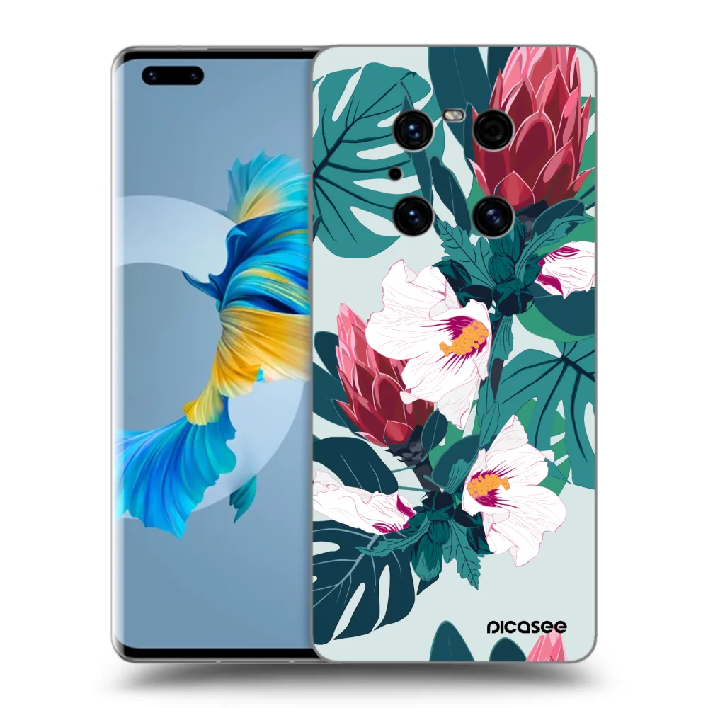 Picasee silikonowe czarne etui na Huawei Mate 40 Pro - Rhododendron