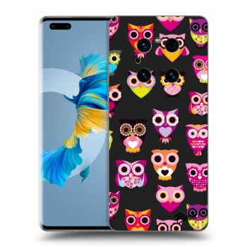 Picasee silikonowe czarne etui na Huawei Mate 40 Pro - Owls