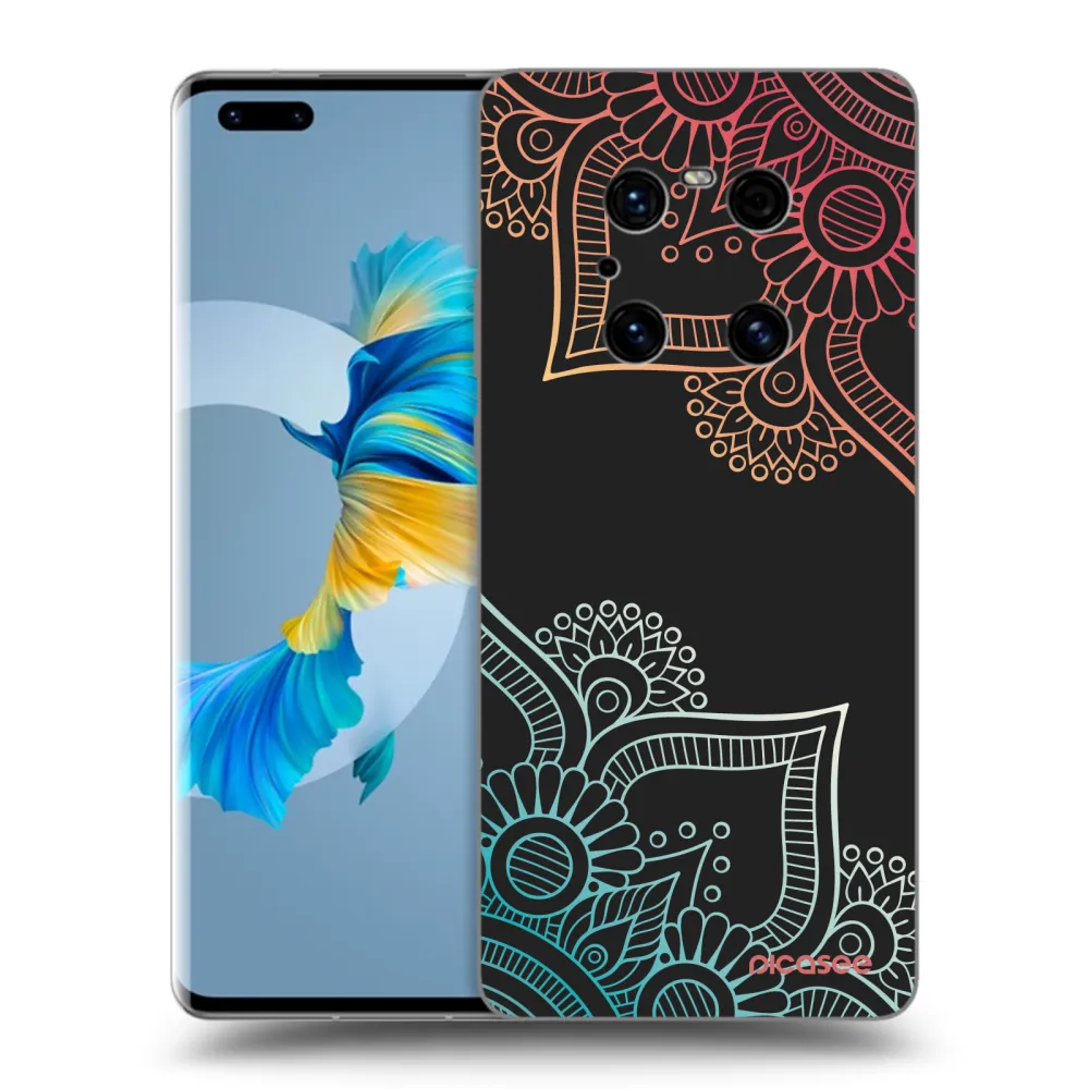 Picasee silikonowe czarne etui na Huawei Mate 40 Pro - Flowers pattern
