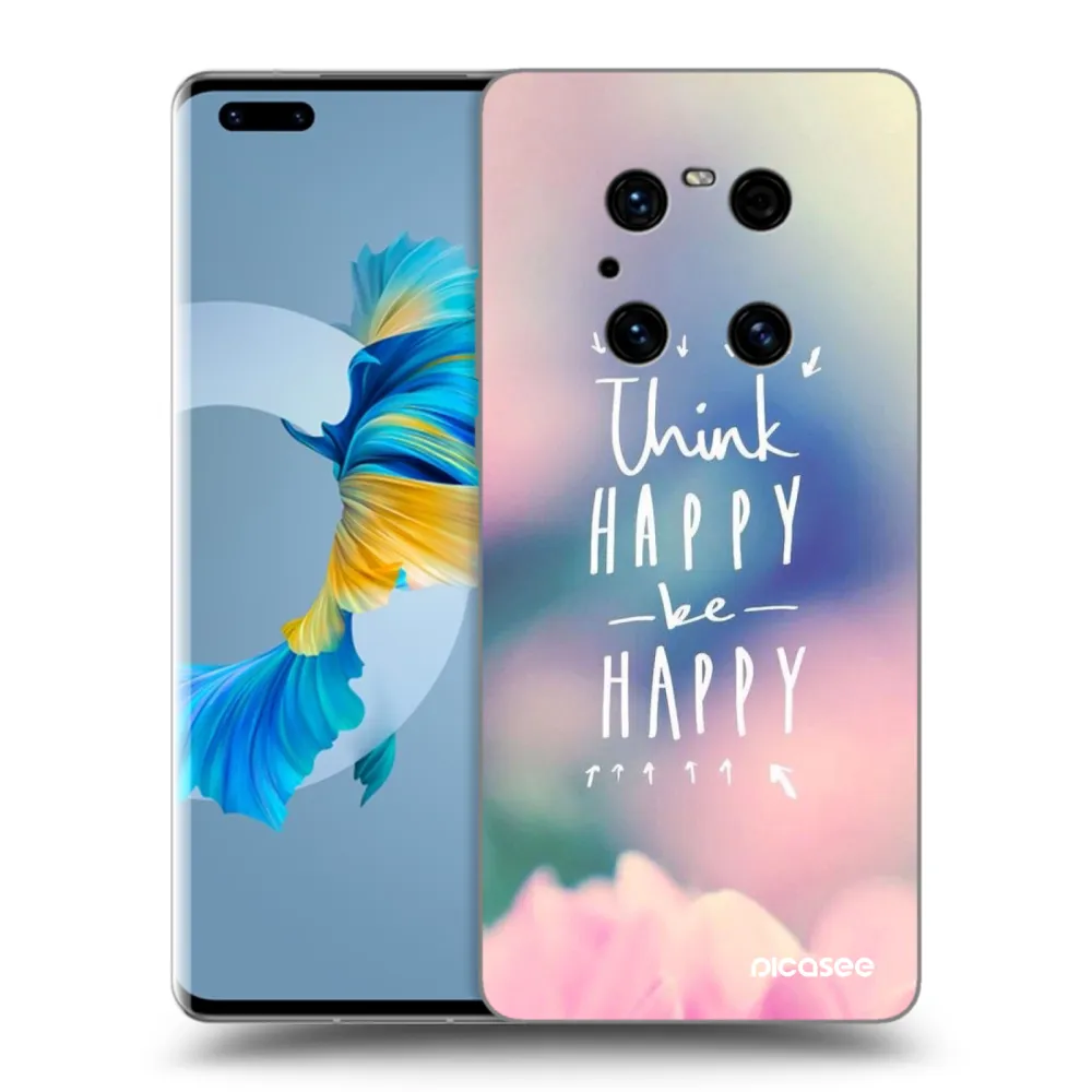 Picasee silikonowe czarne etui na Huawei Mate 40 Pro - Think happy be happy