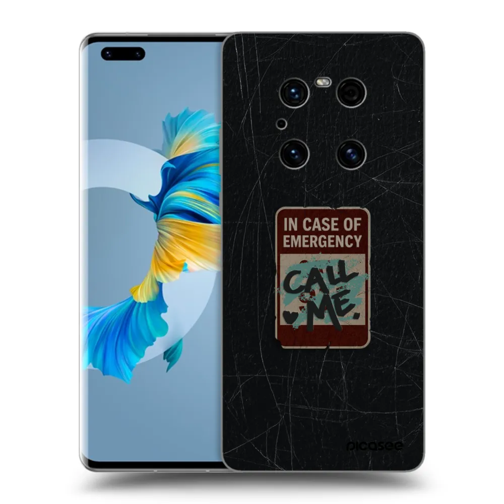 Picasee silikonowe czarne etui na Huawei Mate 40 Pro - EMERGENCY