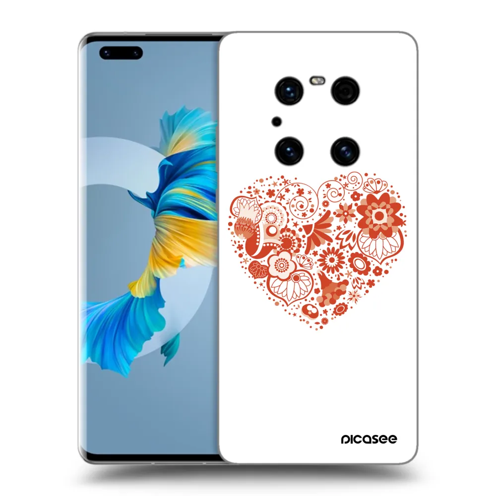 Picasee silikonowe czarne etui na Huawei Mate 40 Pro - Big heart