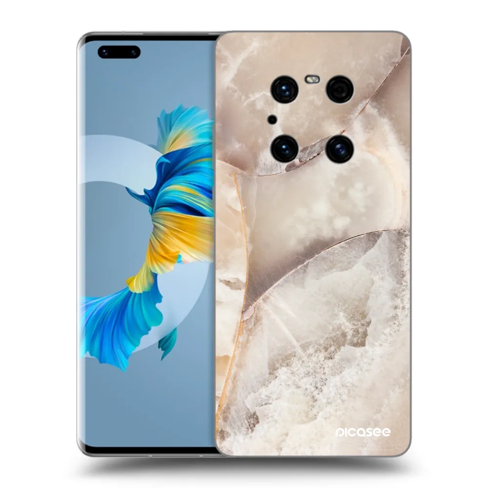 Picasee silikonowe czarne etui na Huawei Mate 40 Pro - Cream marble