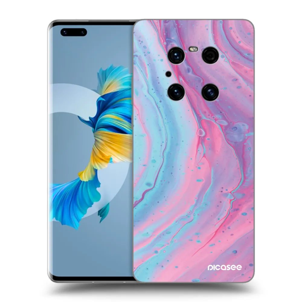 Picasee silikonowe czarne etui na Huawei Mate 40 Pro - Pink liquid