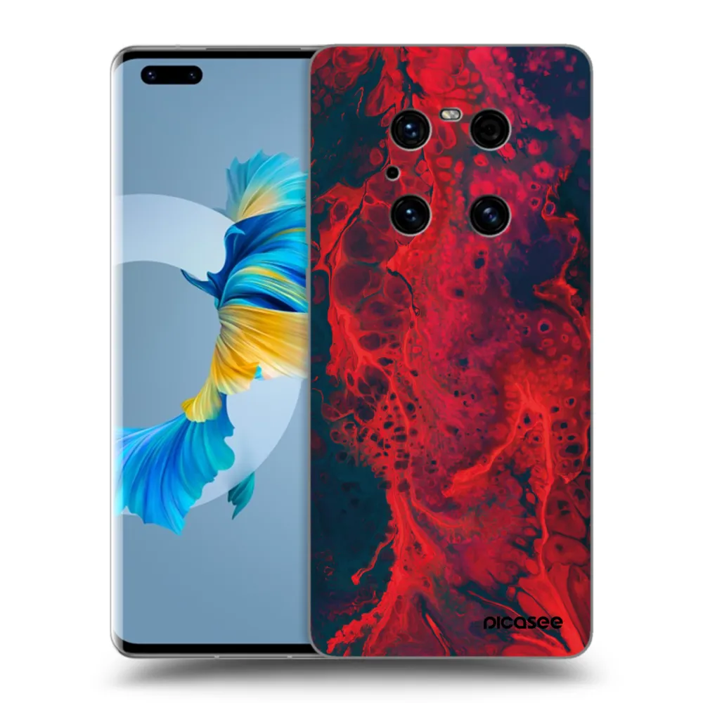 Picasee silikonowe czarne etui na Huawei Mate 40 Pro - Organic red