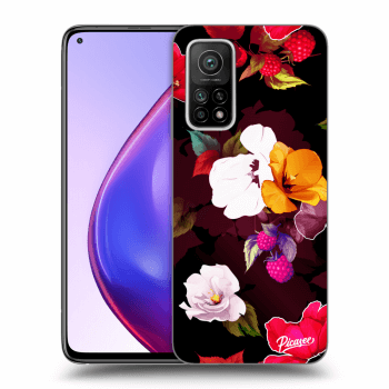 Picasee silikonowe czarne etui na Xiaomi Mi 10T Pro - Flowers and Berries