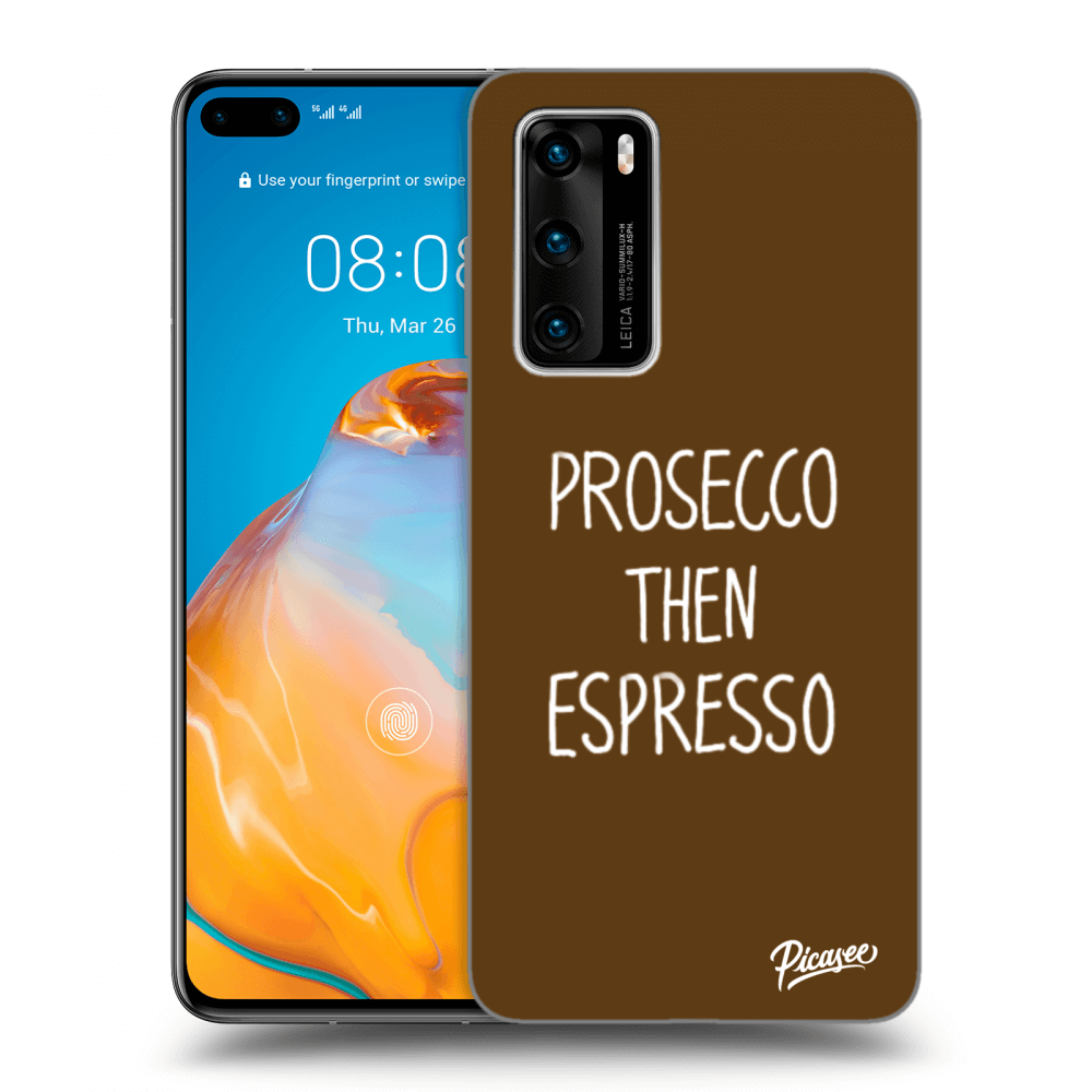 Picasee silikonowe czarne etui na Huawei P40 - Prosecco then espresso