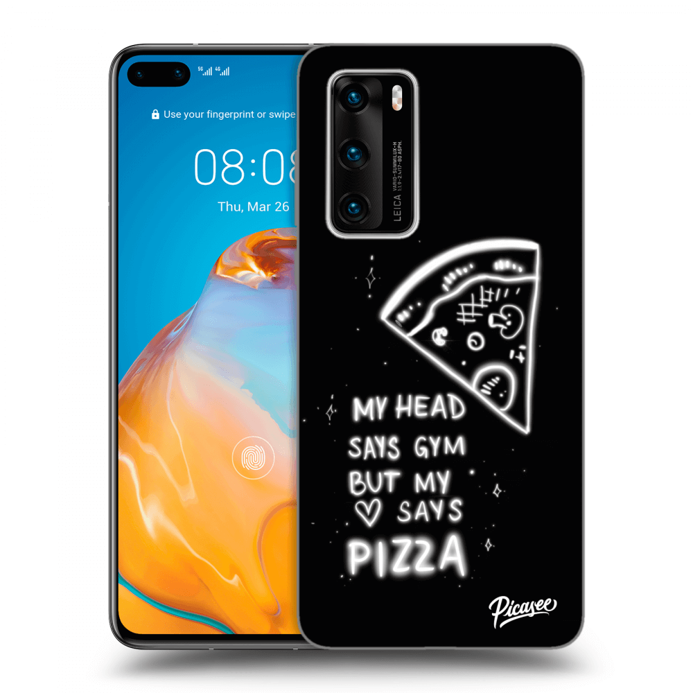 Picasee silikonowe czarne etui na Huawei P40 - Pizza