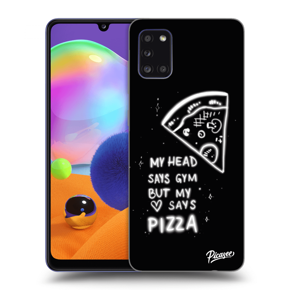 Picasee silikonowe czarne etui na Samsung Galaxy A31 A315F - Pizza