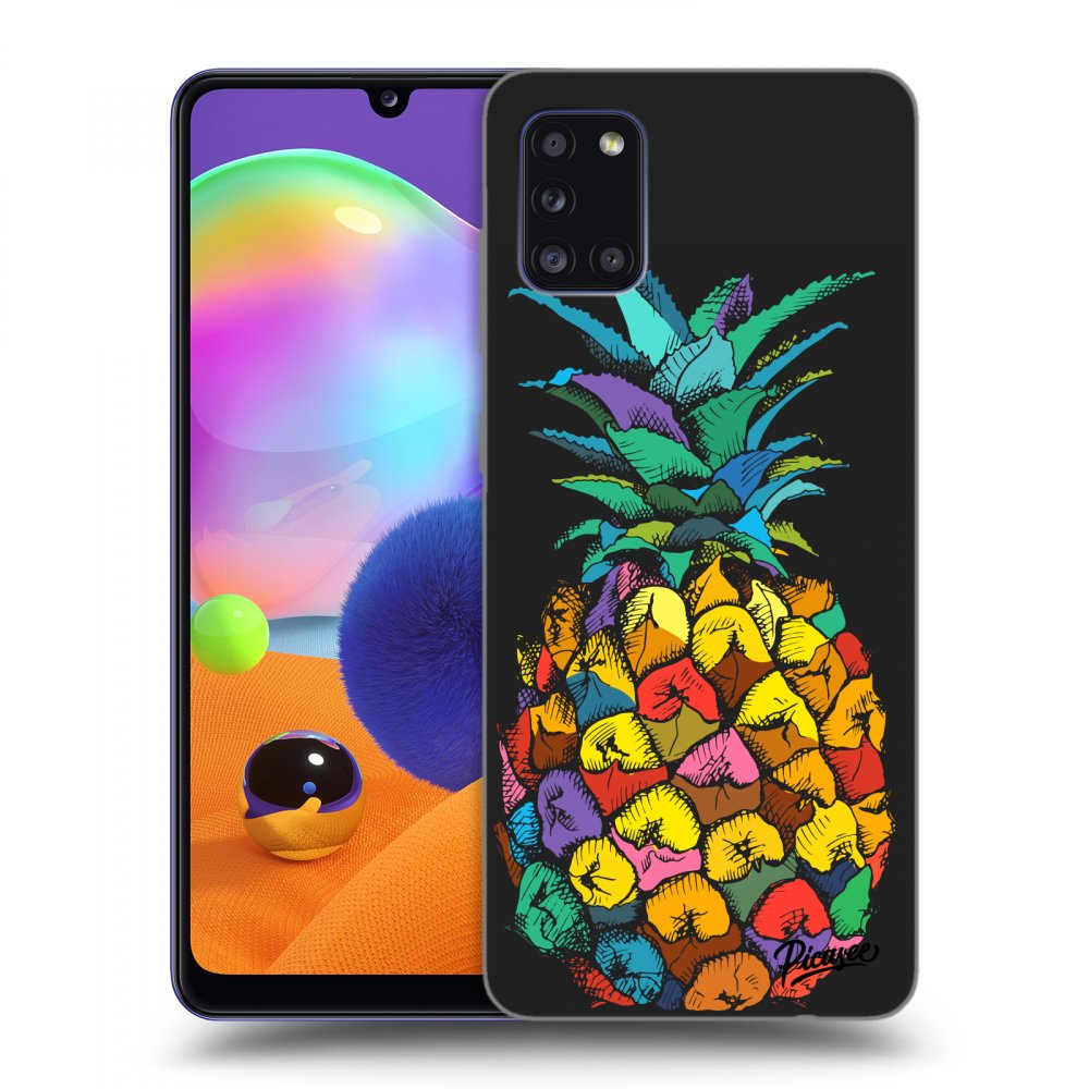 Picasee silikonowe czarne etui na Samsung Galaxy A31 A315F - Pineapple