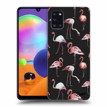 Picasee silikonowe czarne etui na Samsung Galaxy A31 A315F - Flamingos